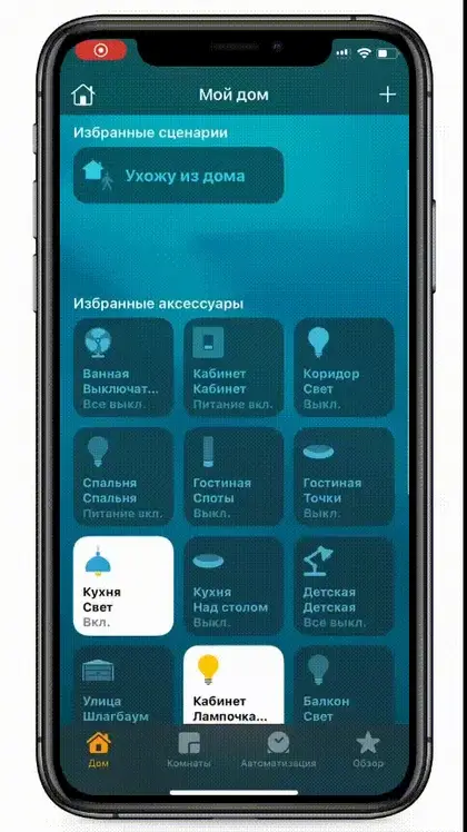 Экран приложения Apple Дом